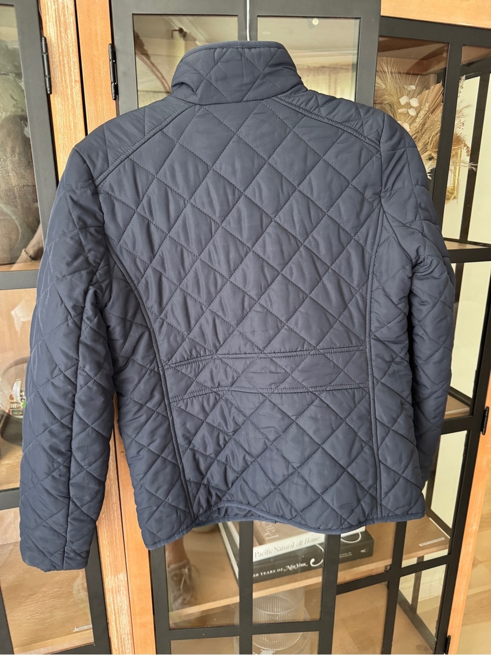 J. Crew navy quilted jacket zipper snaps pockets gold buttons - Picture 3 of 7